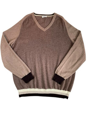 Balmain Paris Sweater Mens 2XL Fits XL V-neck Merino Wool Ribbed Hems